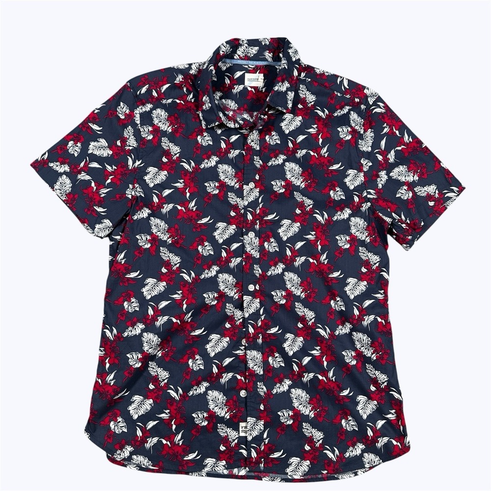 Fair Harbor Shirt Mens L Button Up Performance UPF Windward Hawaiian Flowers AOP